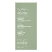 Sage Green Script Programme de mariage minimaliste (Dos)