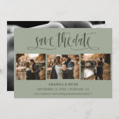 Sage Green Script Trouwfoto Sla de datum op Save The Date (Voorkant / Achterkant)