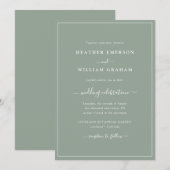 Sage Green Script Wedding Invitation Kaart (Voorkant / Achterkant)