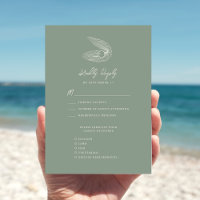 Sage Green Seashell Beach Bestemming Bruiloft