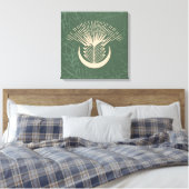 Sage Green Serenity: Boho geometrisch Canvas Afdruk (Insitu (Slaapkamer))
