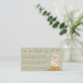 sage green Sheep Baby Shower New Mommy Thank You Informatiekaartje (Staand voorkant)