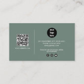 Sage Green Signature Script QR Code Social Media Visitekaartje (Achterkant)