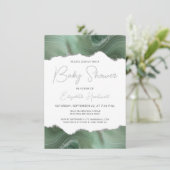 Sage Green Silver Agaat Baby shower Invitation (Staand voorkant)