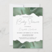 Sage Green Silver Agaat Baby shower Invitation (Voorkant)
