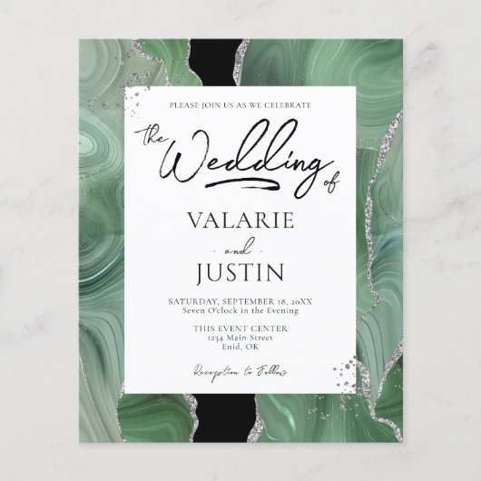 Sage Green Silver Agate Budget Weddenschap All in  (Voorkant)