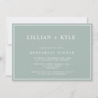 Sage Green Simple Chic Rehearer Dîner Invitation