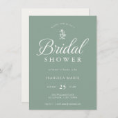 Sage Green Simple Minimal Bridal Shower Invitation (Devant / Derrière)