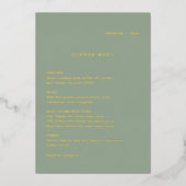 Sage Green Simple Modern Wedding Foil Menu Folie Uitnodiging (Voorkant)