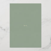 Sage Green Simple Modern Wedding Foil Menu Folie Uitnodiging (Achterkant)