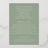 Sage Green Simple Modern Wedding Program Folie Uitnodiging (Achterkant)