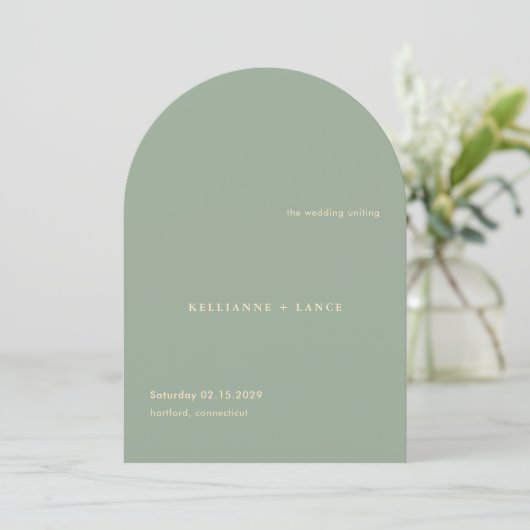 Sage Green Simple Modern Wedding Program Kaart (Staand voorkant)