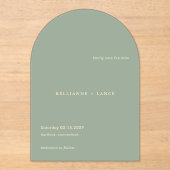 Sage Green Simple Modern Wedding Save the Date Acryl Uitnodigingen (Voorkant)