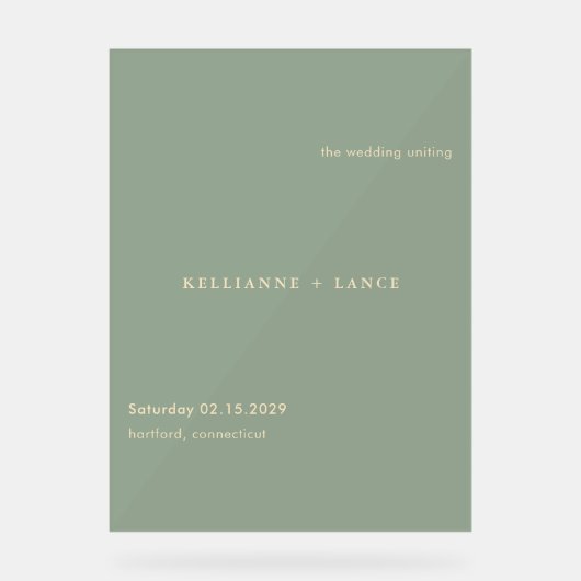 Sage Green Simple Modern Wedding Welcome (Recto)