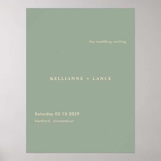 Sage Green Simple Modern Wedding Welcome Sign Poster (Voorkant)