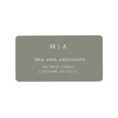 Sage Green Simple Monogram Return-adres label (Voorkant)