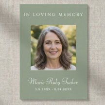 Sage Green Simple Photo Funeral Poem Prayer Card