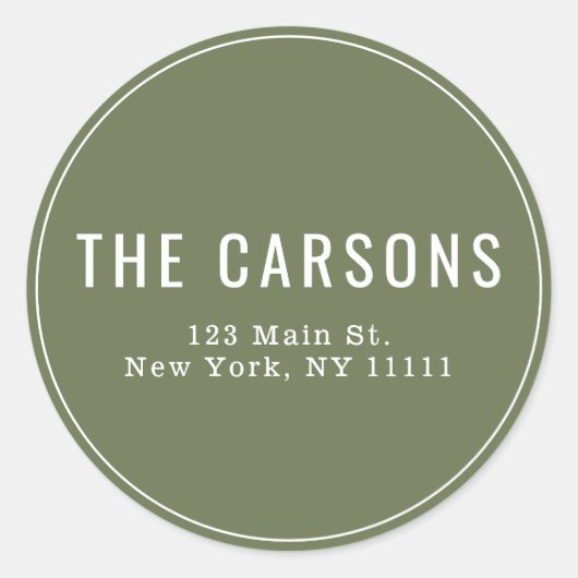 Sage Green Simple Round Return Adres Label (Voorkant)