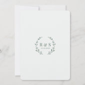 Sage Green Simple Rustic Leaf Monogram Weddenschap Kaart (Achterkant)