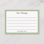 Sage Green Simple Script Dank u wel Visitekaartje (Achterkant)