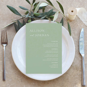 Sage Green Simple Wedding Menu Kaarten