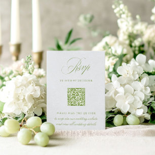 Sage Green & Sky Blue QR Code RSVP Wedding Kaart