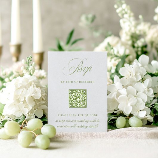 Sage Green & Sky Blue QR Code RSVP Wedding Kaart
