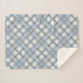 Sage Green, Slate Blue en Cream Plaid Sherpa Deken (Voorkant (horizontaal))