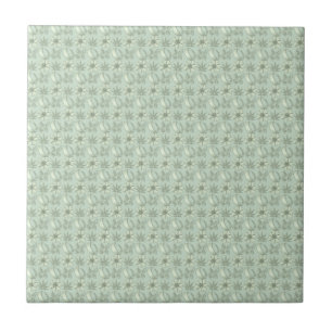 Sage Green Small Floral Print Ceramic Tile Tegeltje