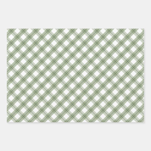 Sage Green Snowflakes Pine Pset Holiday Patronen Inpakpapier Vel (Voorkant 2)