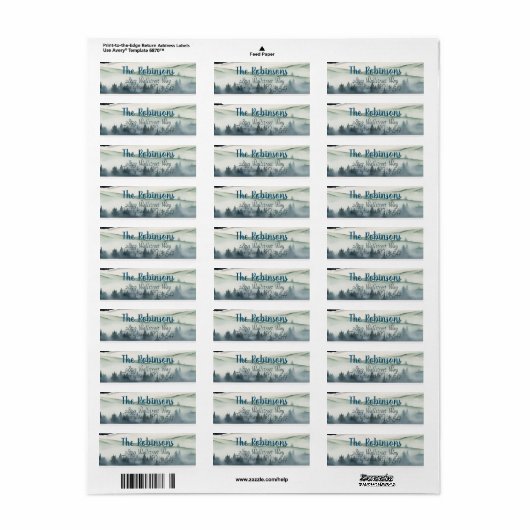 Sage Green Snowy vakantie bos landschap Etiket (Full Sheet)