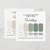 Sage Green Soft Cream Fall Wedding Palette Card Kaart (Voorkant / Achterkant)
