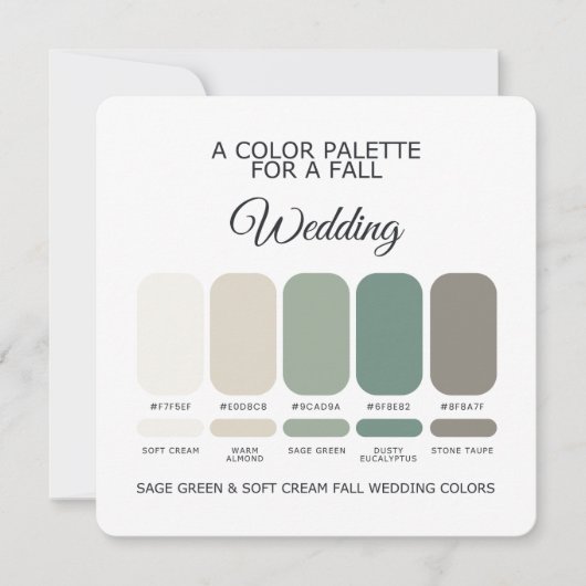 Sage Green Soft Cream Fall Wedding Palette Card Kaart (Voorkant)