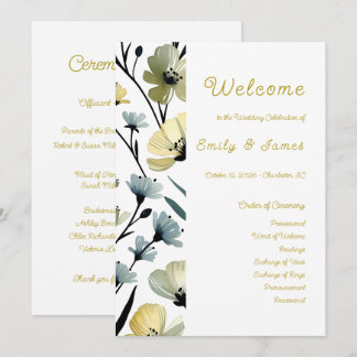 Sage Green & Soft Yellow Botanical Weddin Programma