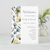 Sage Green & Soft Yellow Botanical Weddin Programma (Staand voorkant)