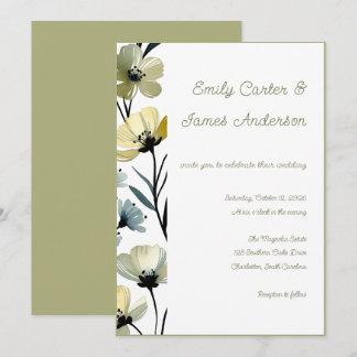 Sage Green & Soft Yellow Botanical Wedding Kaart