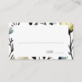 Sage Green & Soft Yellow Botanical Wedding Plaatskaartje