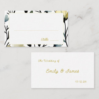 Sage Green & Soft Yellow Botanical Wedding Plaatskaartje