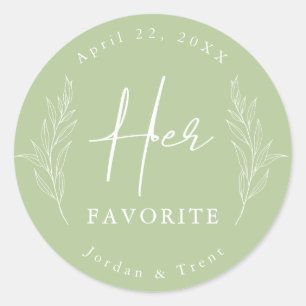 Sage Green Son Mariage favori Favor Sticker