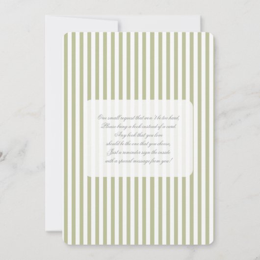 Sage Green Stripe Baby Shower Invitation Kaart (Achterkant)