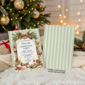 Sage Green Stripe Merry Little Christmas Party Kaart