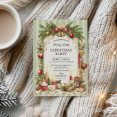 Sage Green Stripe Merry Little Christmas Party Kaart