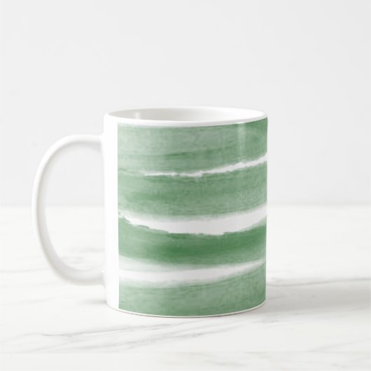 Sage Green Stripe Waterverf Monogram koffie Mok (Links)