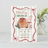 Sage Green Stripes Christmas Holiday Brunch Kaart (Staand voorkant)