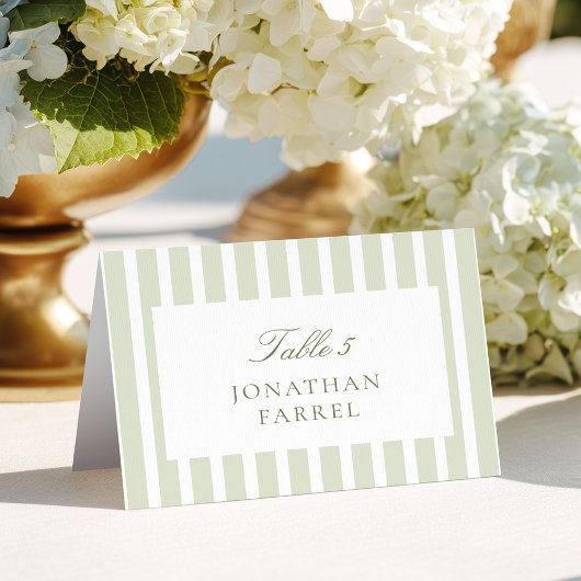 Sage Green Stripes Place Cards Kaart