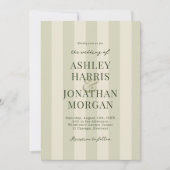 Sage Green Stripes Wedding Invitation (Devant)