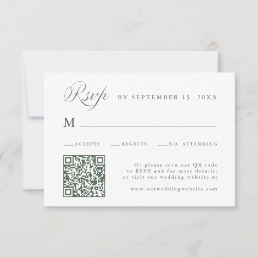 Sage Green Stylish Calligraphy Script Wedding RSVP (Devant)