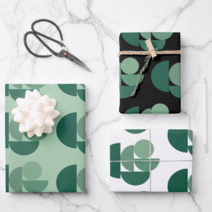 Sage Green Stylish Geometric Shaptern Pattern Inpakpapier Vel