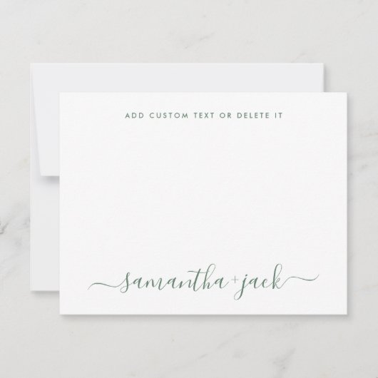 Sage Green Stylish Script Elegant minimalist Notitiekaartje (Voorkant)
