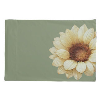 Sage Green Sunflower Floral Pillow Sham Kussensloop